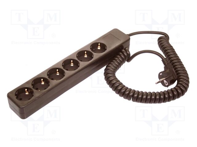 Extension lead; 3G1.5mm2; coiled,with protection; Sockets: 6
