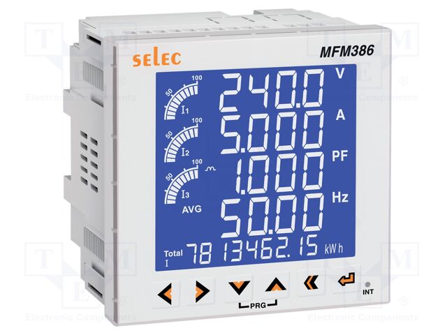 Meter: network parameters; on panel; digital,mounting; LCD