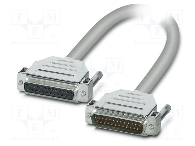 Cable; D-Sub 25pin socket,D-Sub 25pin plug; PVC; Len: 3m; grey