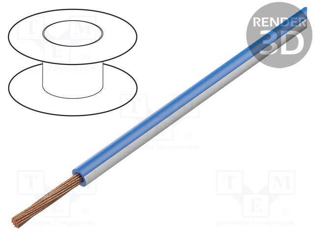 Wire; FLRY-B; stranded; Cu; 0.5mm2; PVC; blue-white; 60V; 100m