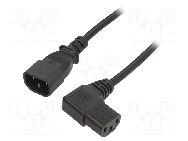 Cable; 3x0.75mm2; IEC C13 female 90°,IEC C14 male; PVC; 1.8m