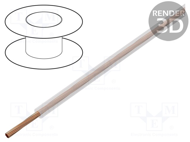 Wire; TLY; stranded; Cu; 0.22mm2; transparent; PVC; 150/300V; 200m