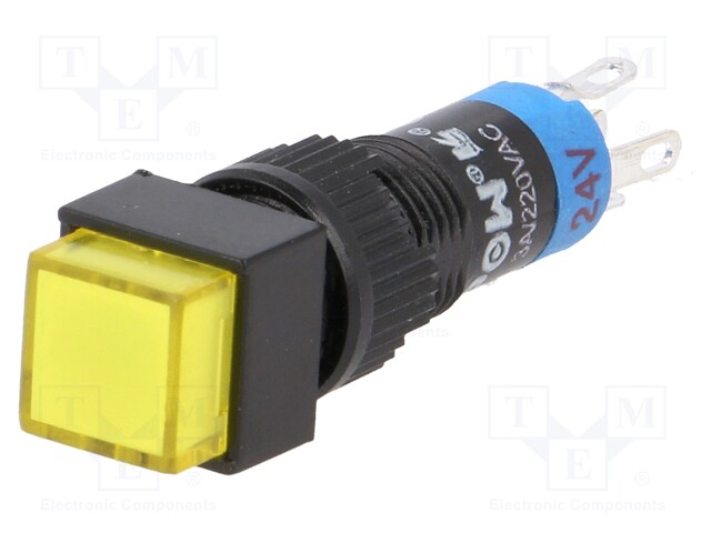 Switch: push-button; Pos: 2; SPDT; 0.5A/250VAC; 1A/24VDC; yellow