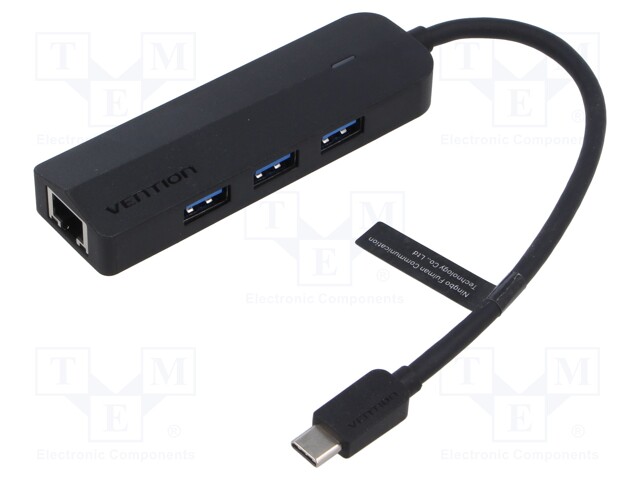 Hub USB; USB A socket x4,USB C socket,USB C plug; grey; 0.15m