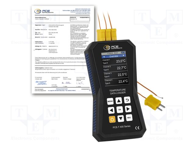 Data logger; temperature; IP52; Display: LCD 2,8"; 166x88x32mm