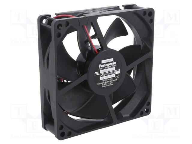 Fan: DC; axial; 12VDC; 92x92x25mm; 57m3/h; 22dBA; ball bearing