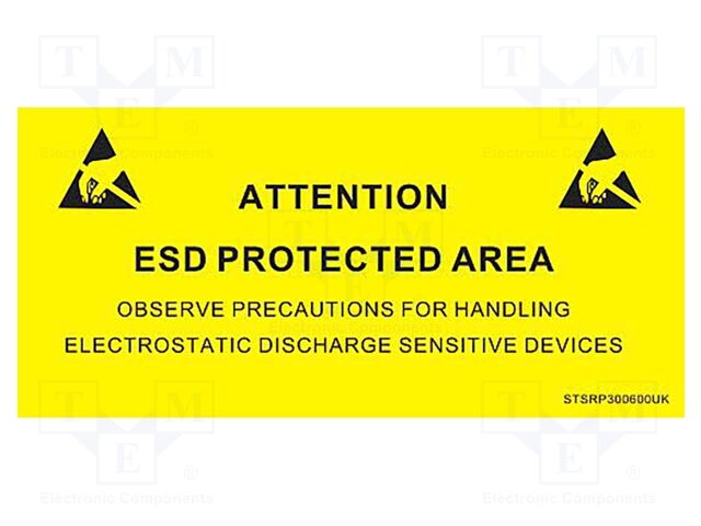 Information board; ESD,self-adhesive; 600x300mm; black,yellow