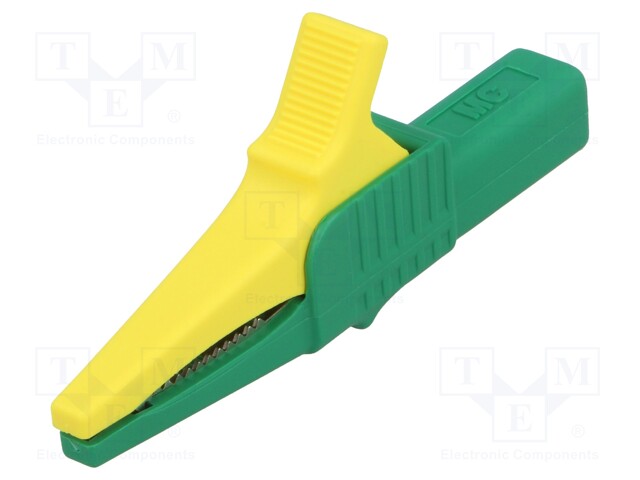 Crocodile clip; 32A; 1kVDC; yellow-green; Grip capac: max.20mm