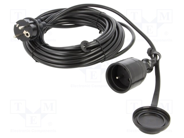 Extension lead; Sockets: 1; PVC; black; 3x1mm2; 10m; 10A; STANDARD