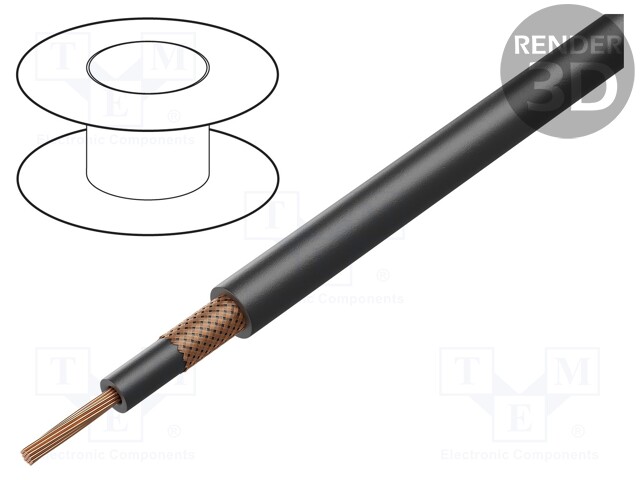 Wire: coaxial; 1x45Ω; stranded; Cu; black