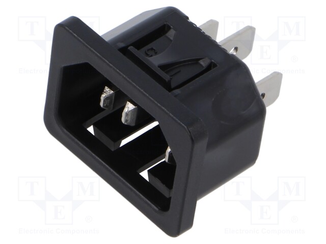 Connector: AC supply; socket; male; 10A; 250VAC; IEC 60320; C14 (E)