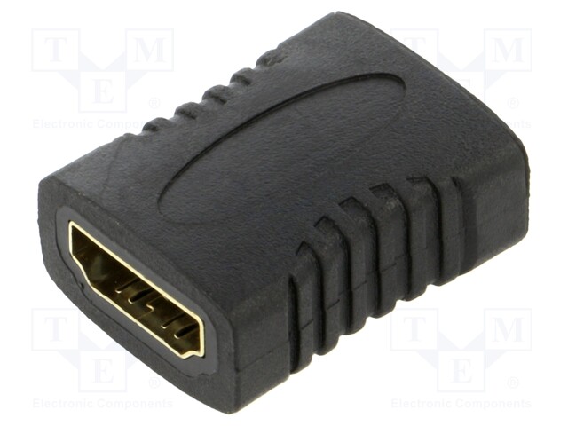 Adapter; HDMI 1.4; HDMI socket,both sides; black; Enclos.mat: ABS