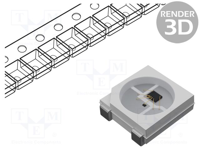 Programmable LED; SMD; 3535,PLCC4; RGB; 3.5x3.7x1.1mm; 3.7÷5.5V