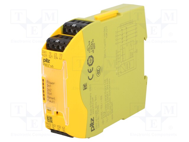 Module: safety relay; Series: PNOZ s6; IN: 3; OUT: 5; Mounting: DIN