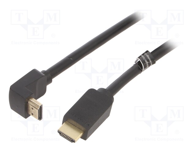 Cable; HDMI 2.0; HDMI plug,HDMI plug 270°; 1.5m; black; 30AWG