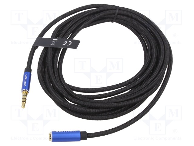 Cable; Jack 3.5mm 4pin socket,Jack 3,5mm 4pin plug; 3m; black