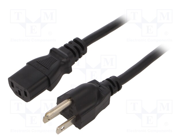 Cable; IEC C13 female,JIS 8303 plug; 2m; black; PVC; 3x0,75mm2; 7A