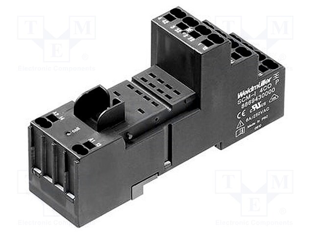 Socket; PIN: 8; 12A; 240VAC; H: 48mm; W: 28mm; Mounting: DIN; -45÷70°C
