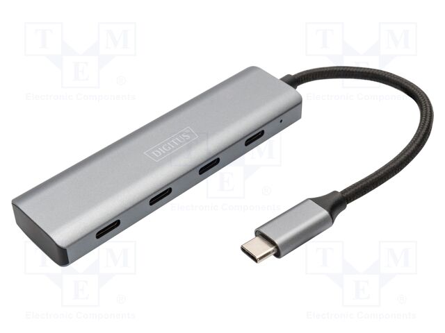 Hub USB; USB C socket x4,USB C plug; USB 3.0; grey; 5Gbps; 0.15m