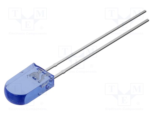 LED; blue; 500mcd; 100°; Front: convex; 2.43x5x8.6mm; No.of term: 2