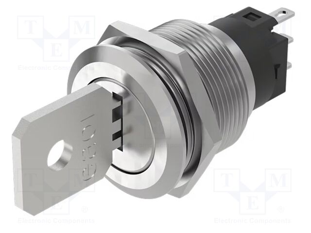 Switch: key switch; Stabl.pos: 2; ON-ON; SPDT; Cutout: Ø22mm; 90°