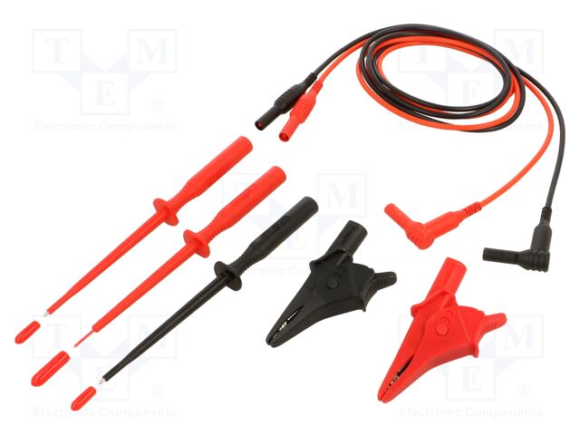 Test leads; 1.4m; black,red; banana 4mm plug,both sides