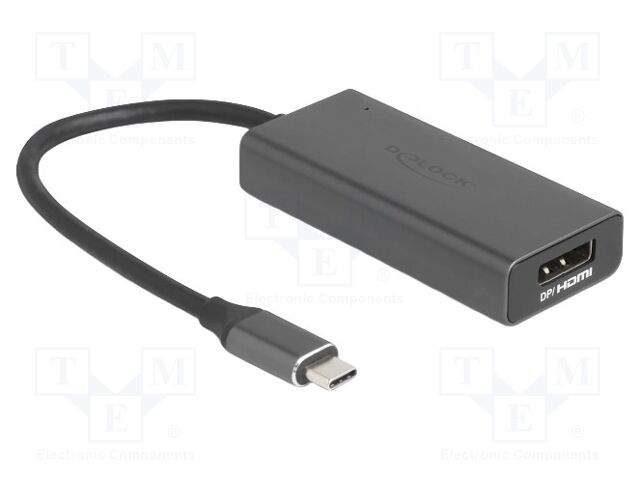 Adapter; DisplayPort socket,HDMI socket,USB C plug; 0.15m; grey