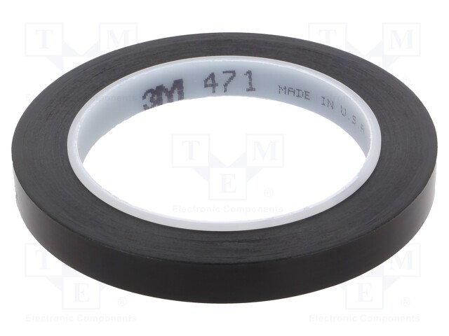 Tape: marking; black; L: 33m; W: 12mm; Thk: 0.13mm; 2.5N/cm; 130%