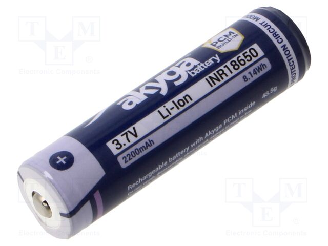 Re-battery: Li-Ion; 18650,MR18650; 3.7V; 2200mAh; Ø18.5x69.5mm