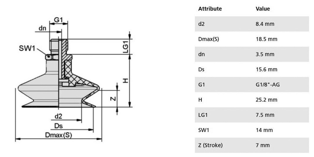 Component: suction cup; Man.series: FSGA; Mounting: G1/8-AG; 5g
