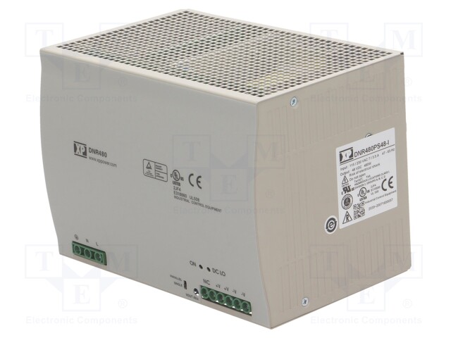 AC/DC DIN Rail Power Supply (PSU), ITE, 1 Output, 480 W, 48 VDC, 10 A