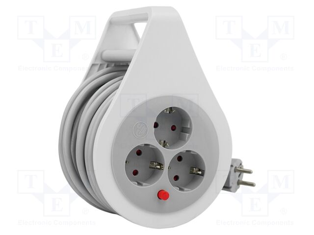 Mains; 3x1.5mm2; Schuko; Sockets: 3; PVC; white; 10m; 13.9A