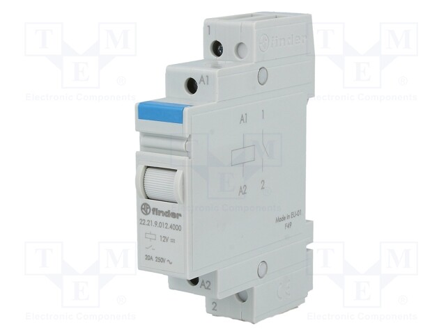 Relay: installation; monostable; NO; Ucoil: 12VDC; Mounting: DIN