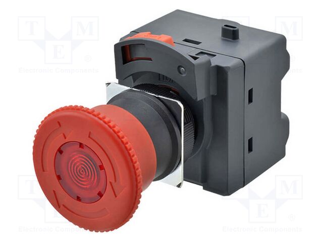 Switch: emergency stop; 22mm; LED; 40mm; 24VAC; 24VDC