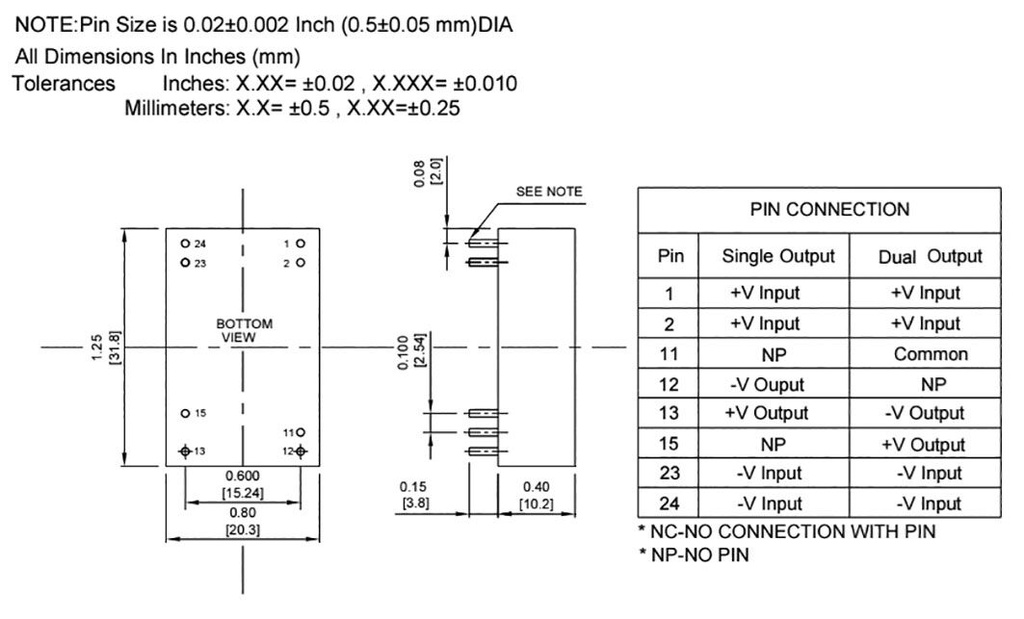 Converter: DC/DC; 5/6W; Uin: 9÷36V; Uout: 15VDC; Uout2: -15VDC; DIP24