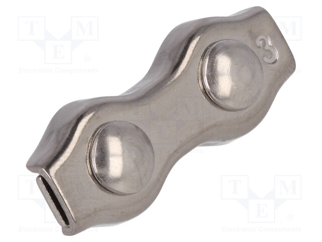 Rope clamp duplex; acid resistant steel A4; for rope; Ørope: 3mm