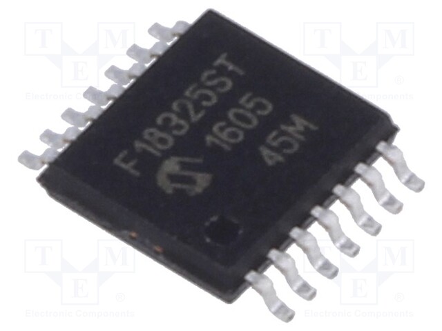 PIC microcontroller; Memory: 14kB; SRAM: 1024B; EEPROM: 256B; SMD