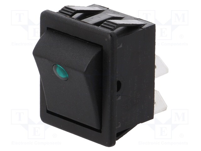ROCKER; DPST; Pos: 2; OFF-ON; 16A/250VAC; black; Body: black