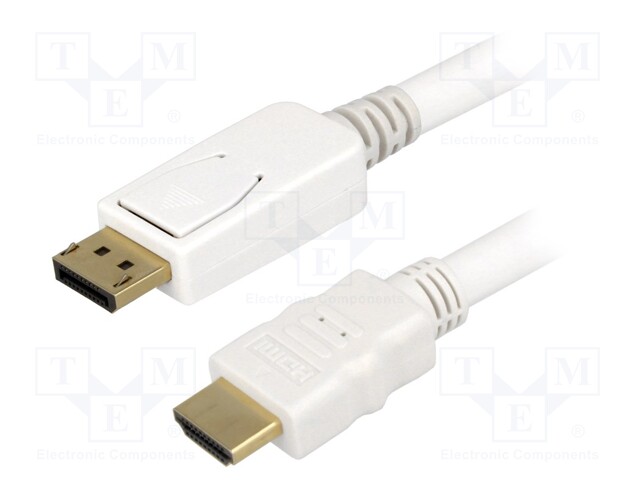 Cable; DisplayPort plug,HDMI plug; 2m; white
