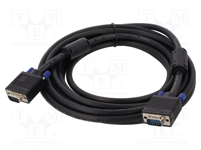 Cable; D-Sub 15pin plug,both sides; 5m; black; 28AWG; black