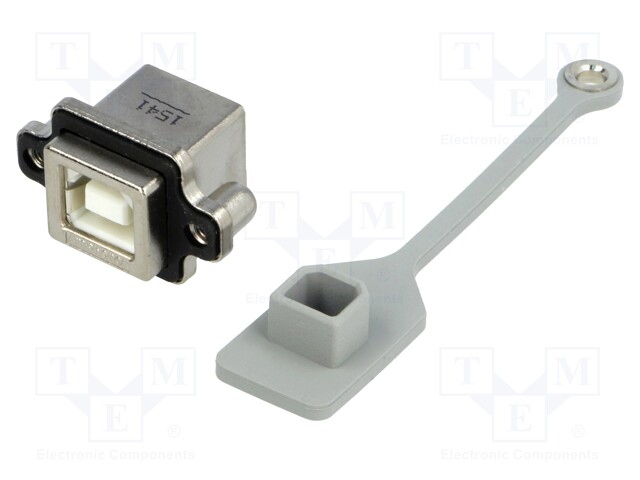 Socket; USB B; MUSB; for panel mounting,screw; THT; angled 90°