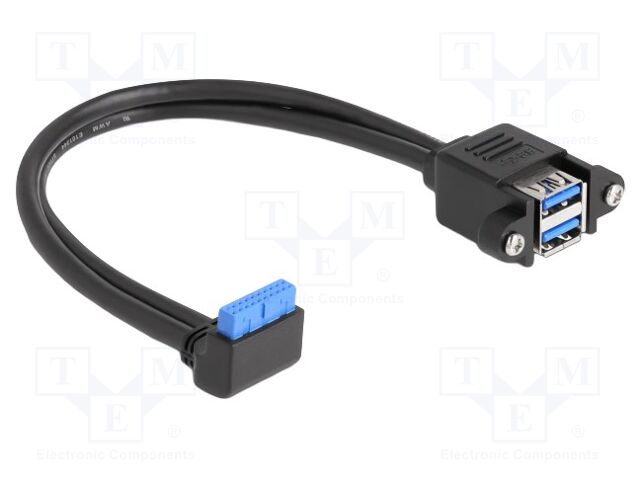 Cable; USB A socket x2,19pin pin header; 0.5m; 24AWG,28AWG
