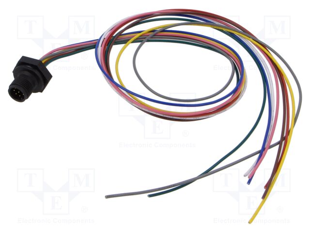 Connector: M12; socket; male; straight; with lead; PIN: 8; 0.34mm2