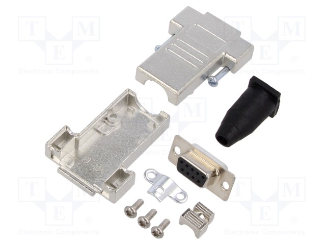 D-Sub; PIN: 9; plug; female; shielded,stamped and formed contacts