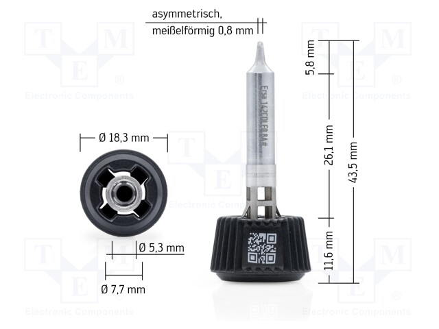 Tip; chisel; 8mm; longlife; for soldering station; ERSA-0ICT1000A