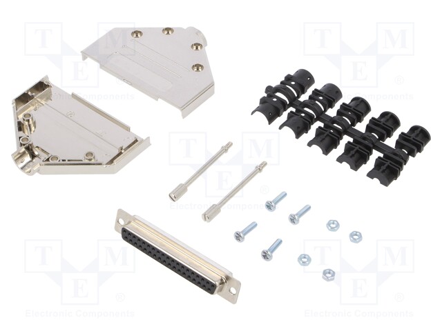 D-Sub; PIN: 37; plug; female; shielded; soldering; for cable; black