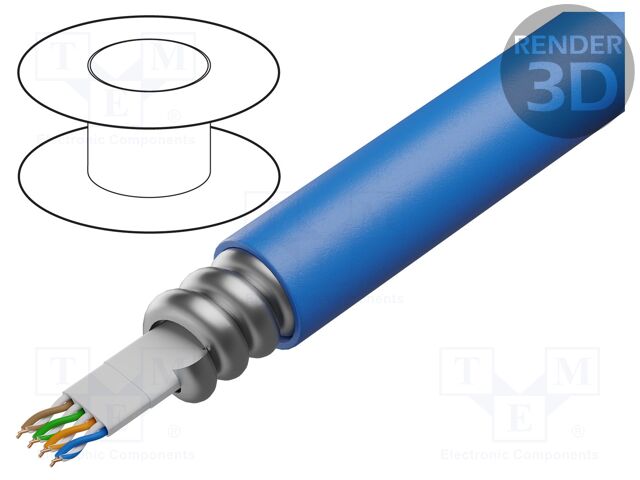 Wire; U/UTP; industrial Ethernet,outdoor; 6; solid; Cu; 4x2x23AWG