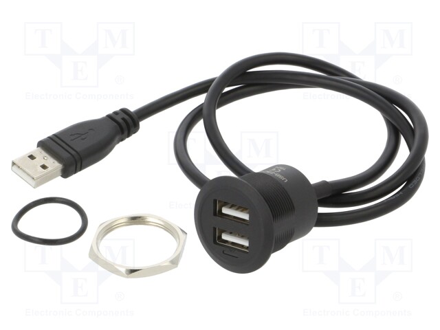 Adapter cable; USB A plug,USB B socket x2; double,USB 2.0