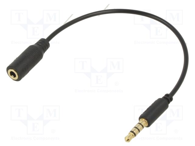 Cable; Jack 3.5mm 4pin socket,Jack 3,5mm 4pin plug; 0.175m