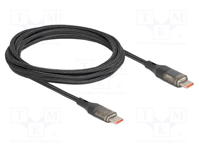 Cable; USB C plug,both sides; 2m; black; 20AWG,30AWG; 480Mbps